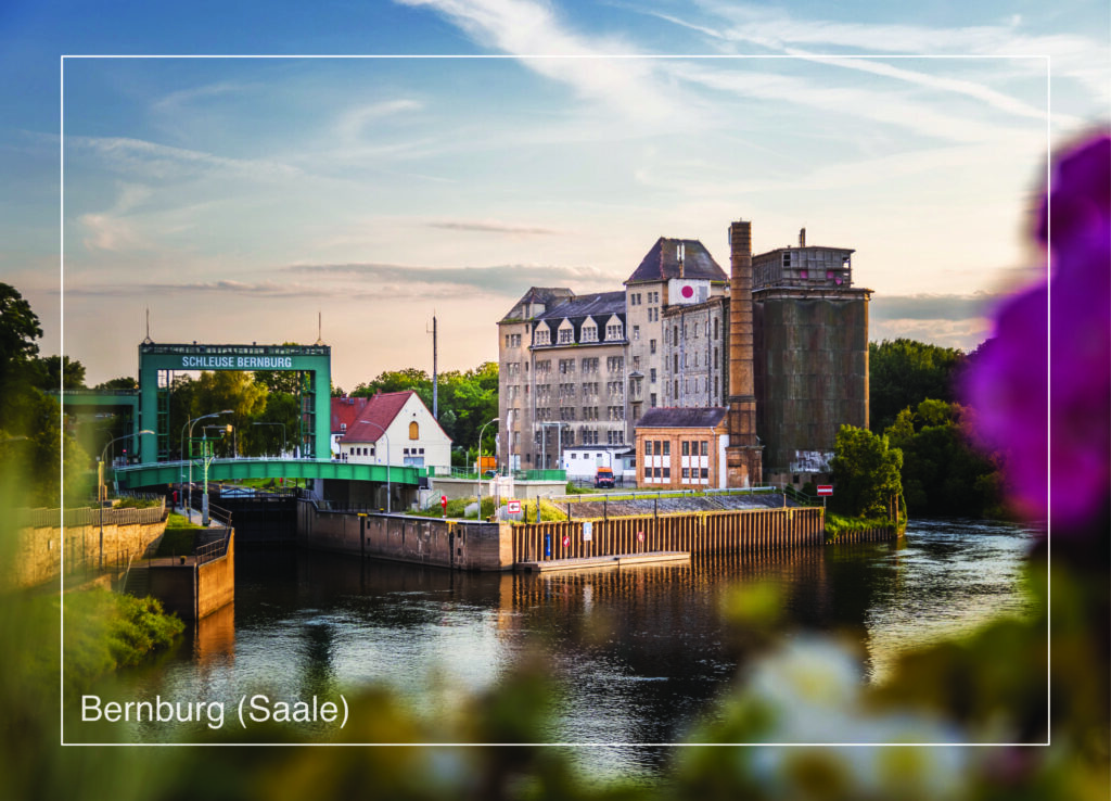 Postkarte Bernburg (Saale) | Motiv 25 Bernburger Schleuse und Getreidemühle