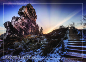 Postkarte Harz | Motiv 18 Sonnenaufgang an der Teufelsmauer