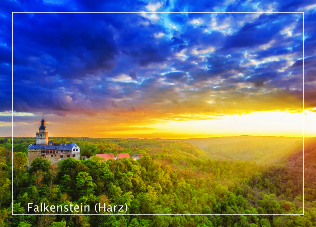 Postkarte Harz | Motiv 24 Burg Falkenstein am Abend