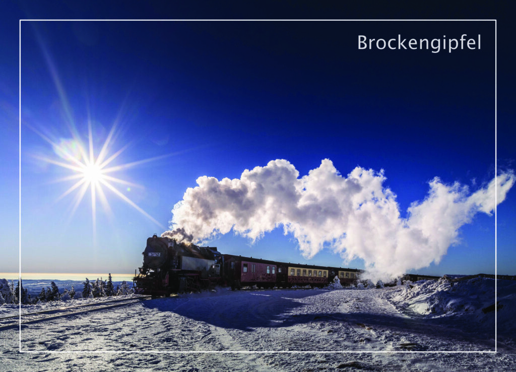 Postkarte Harz | Motiv 25 Brockenbahn auf dem Brockengipfel