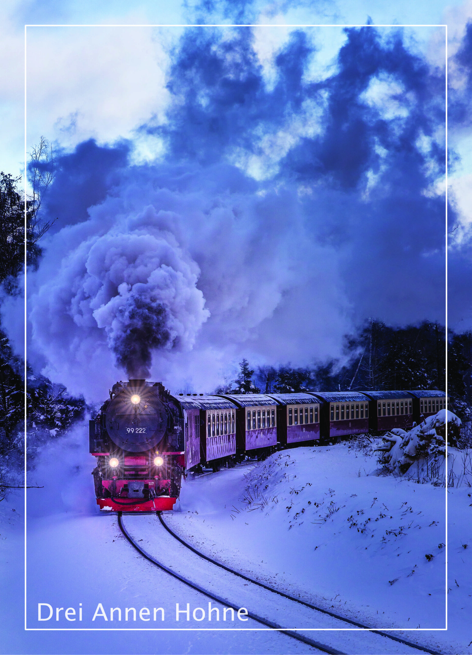 Postkarte Harz | Motiv 35 Brockenbahn am Abend