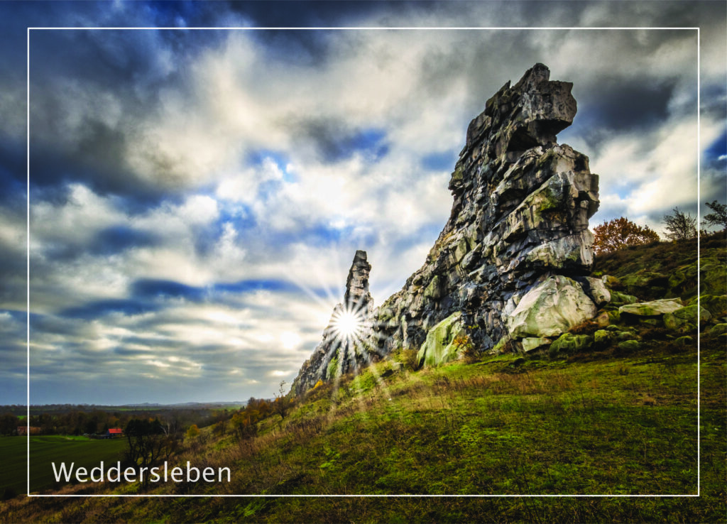 Postkarte Harz | Motiv 38 Teufelsmauer mit Sonnenstern