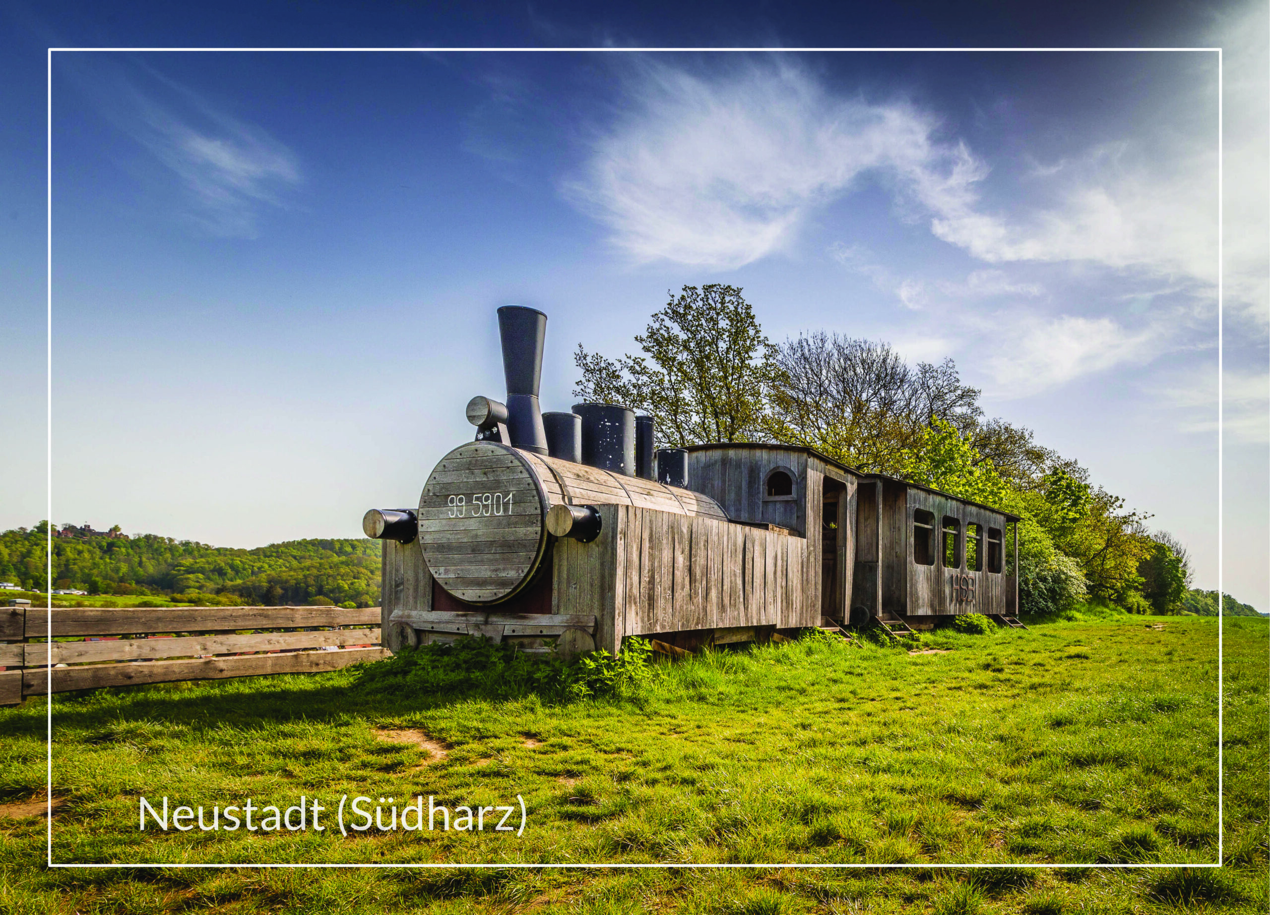 Postkarte Harz | Motiv 54 Holzdampflok im Südharz